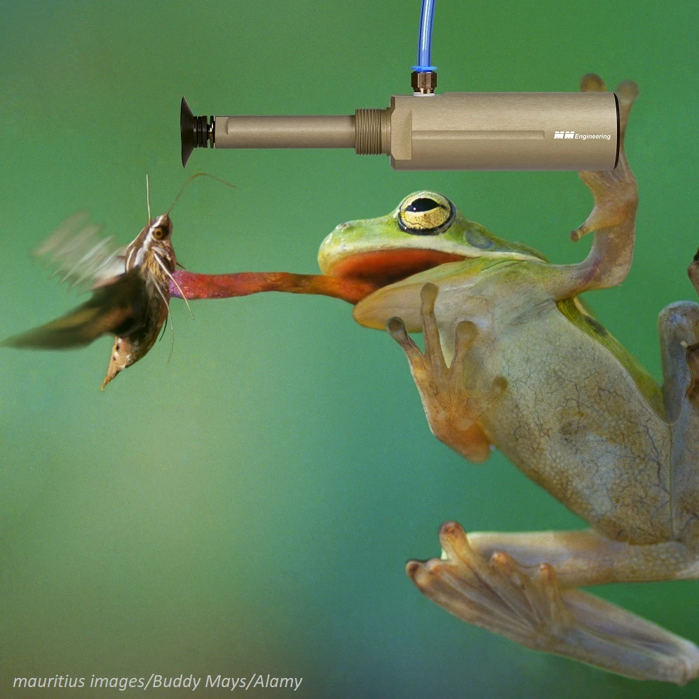 Vakuum Hubzylinder flink wie eine Froschzunge