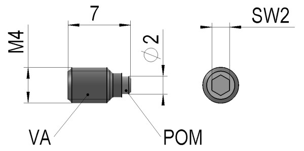 dimensions clamping screw KS-M4x7
